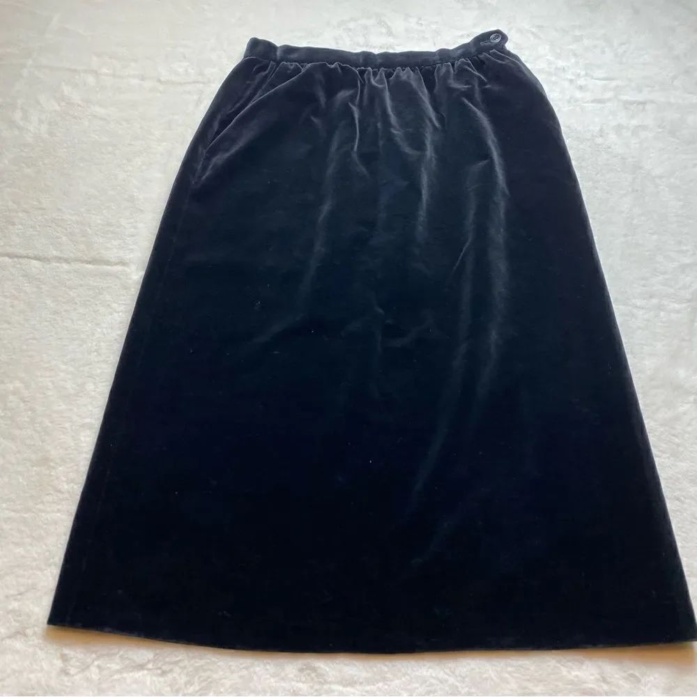 Christian Aujard Vintage Black Velvet MIDI Skirt Size 10
